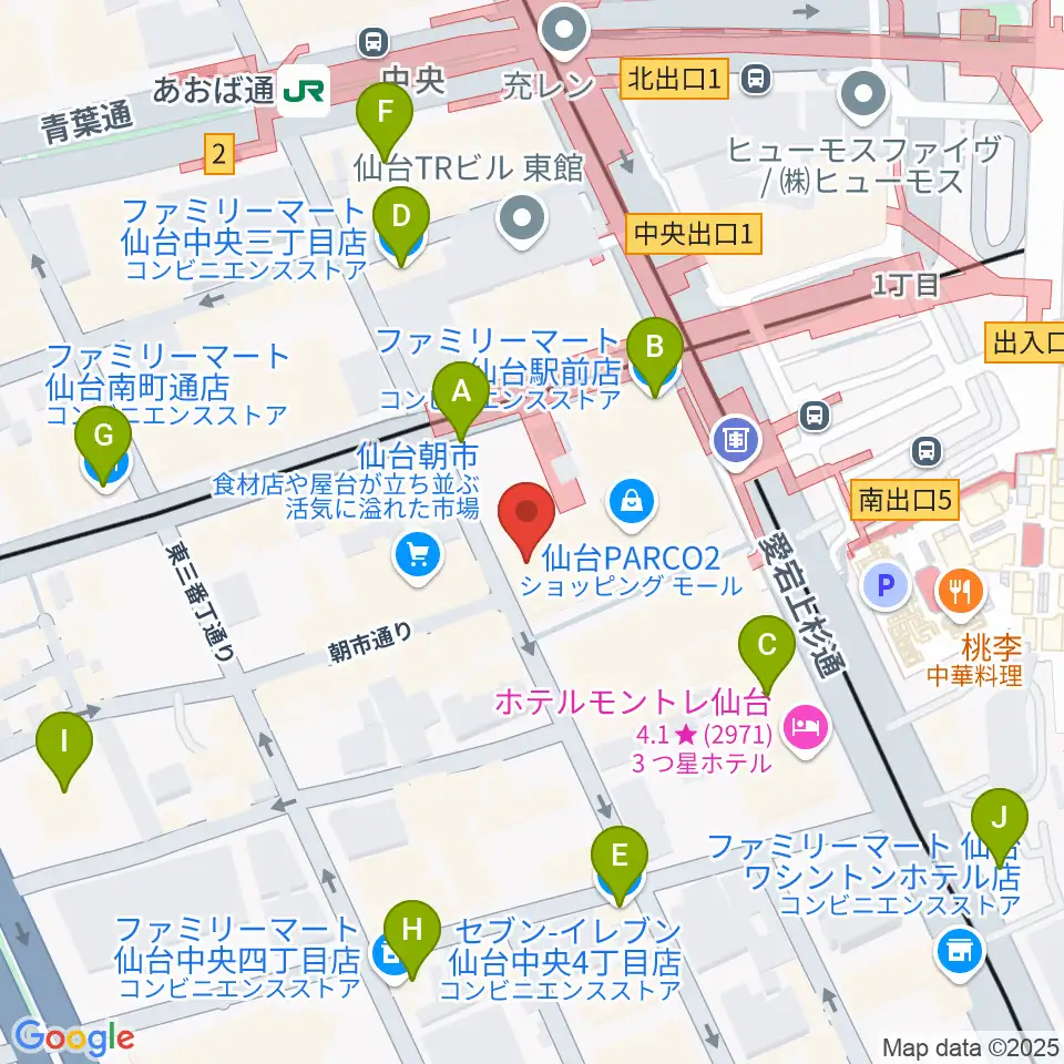 TOHOシネマズ仙台周辺のコンビニエンスストア一覧地図