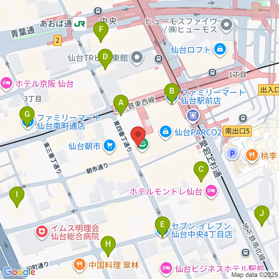 TOHOシネマズ仙台周辺のコンビニエンスストア一覧地図