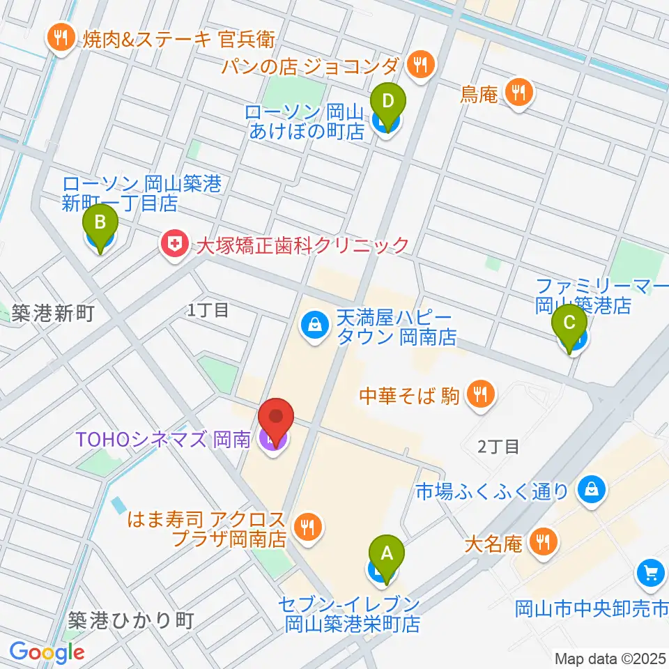 TOHOシネマズ岡南周辺のコンビニエンスストア一覧地図