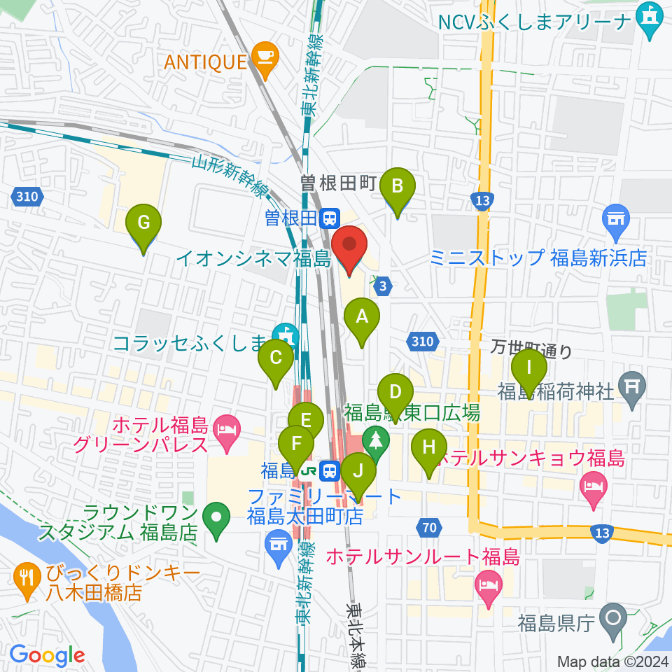 イオンシネマ福島周辺のコンビニエンスストア一覧地図