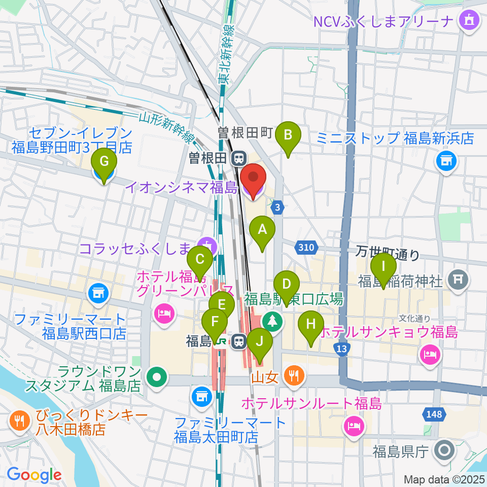 イオンシネマ福島周辺のコンビニエンスストア一覧地図