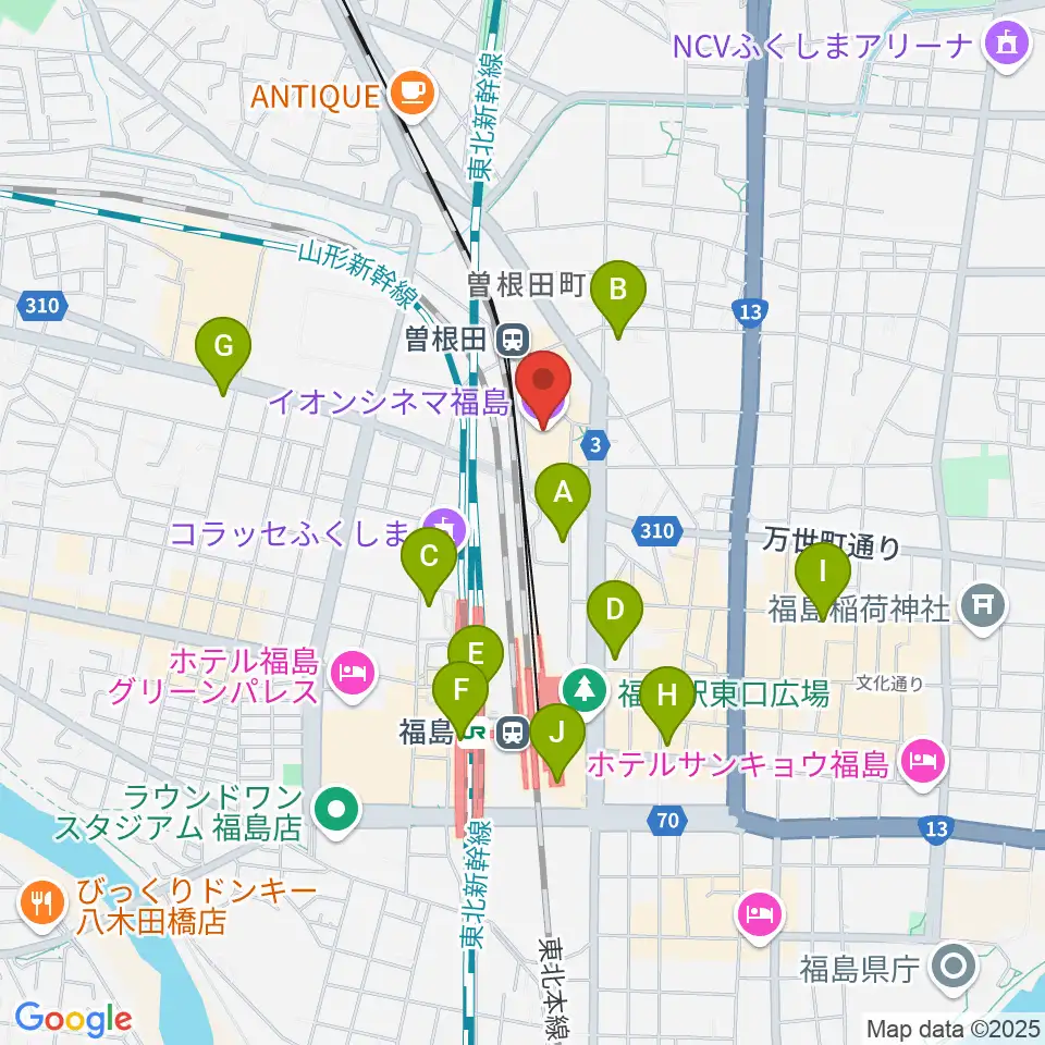 イオンシネマ福島周辺のコンビニエンスストア一覧地図