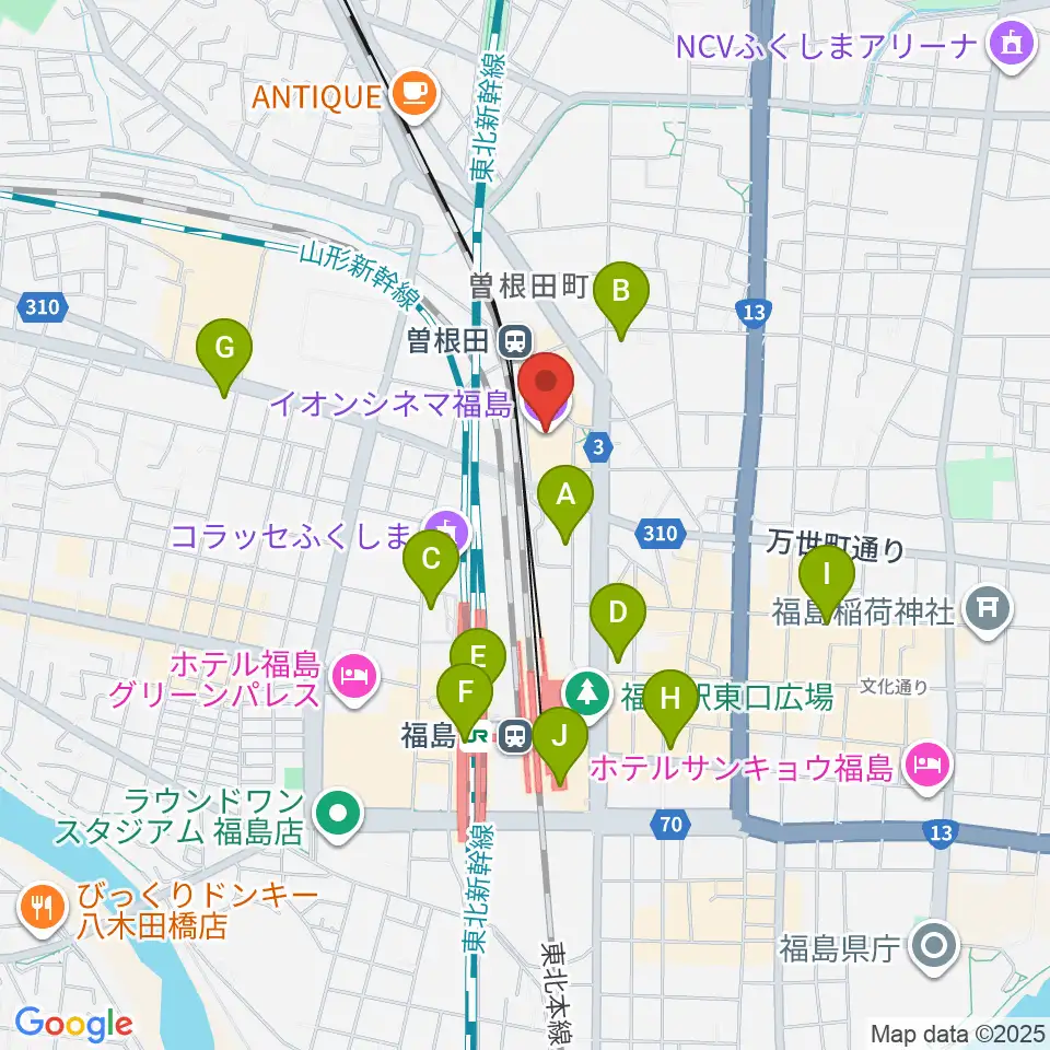 イオンシネマ福島周辺のコンビニエンスストア一覧地図