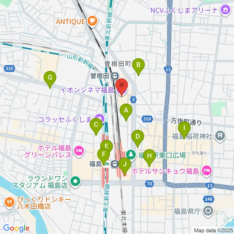 イオンシネマ福島周辺のコンビニエンスストア一覧地図