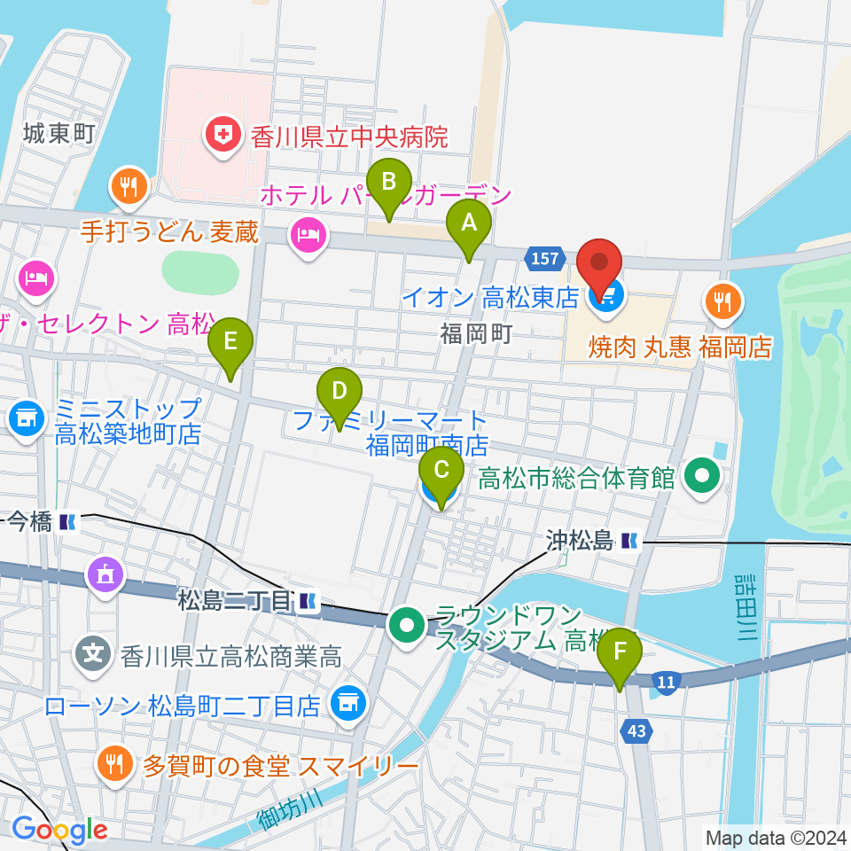 イオンシネマ高松東周辺のコンビニエンスストア一覧地図