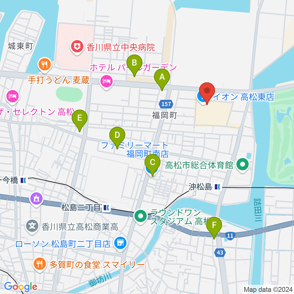 イオンシネマ高松東周辺のコンビニエンスストア一覧地図