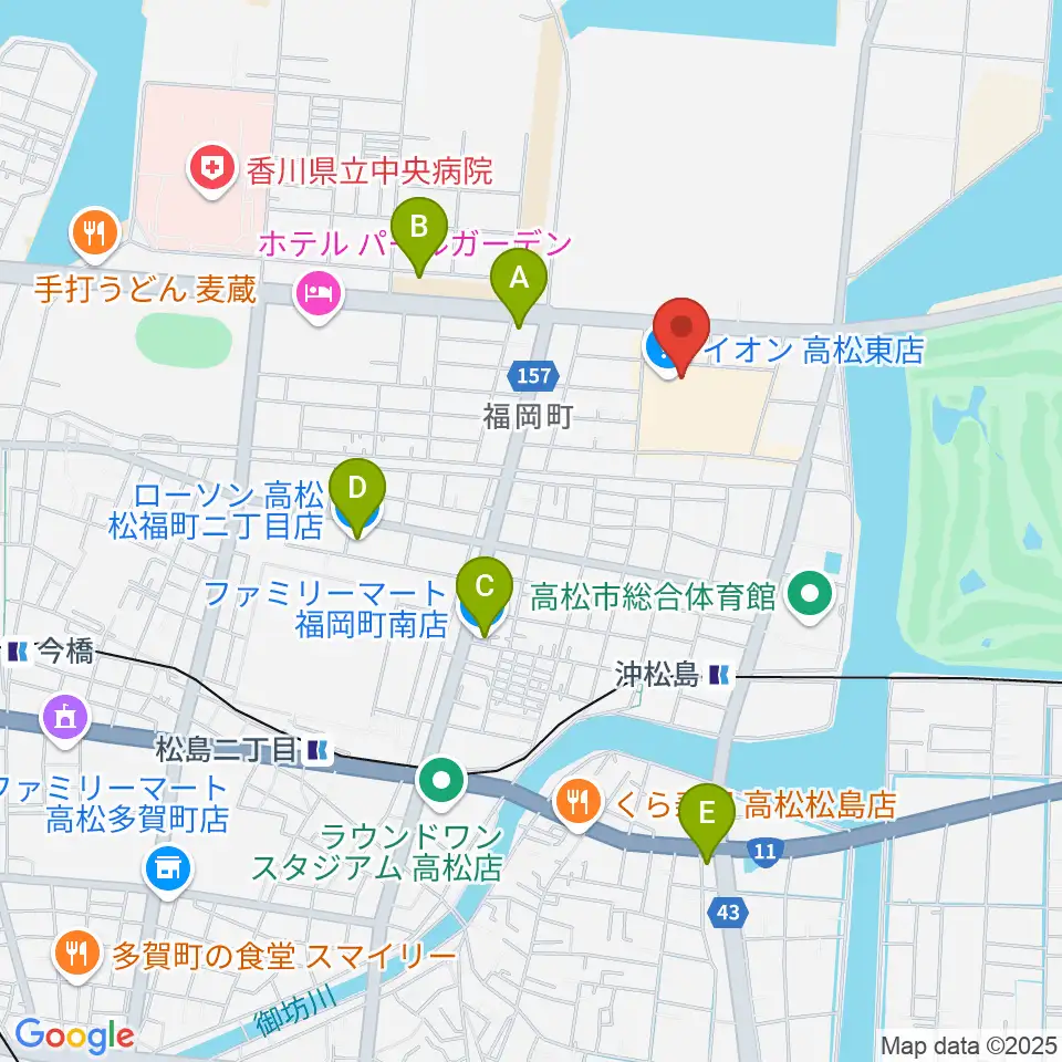 イオンシネマ高松東周辺のコンビニエンスストア一覧地図