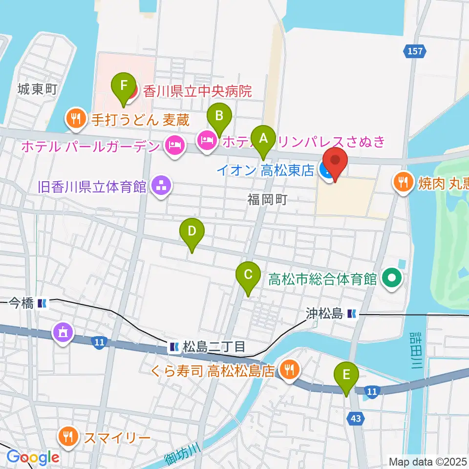 イオンシネマ高松東周辺のコンビニエンスストア一覧地図