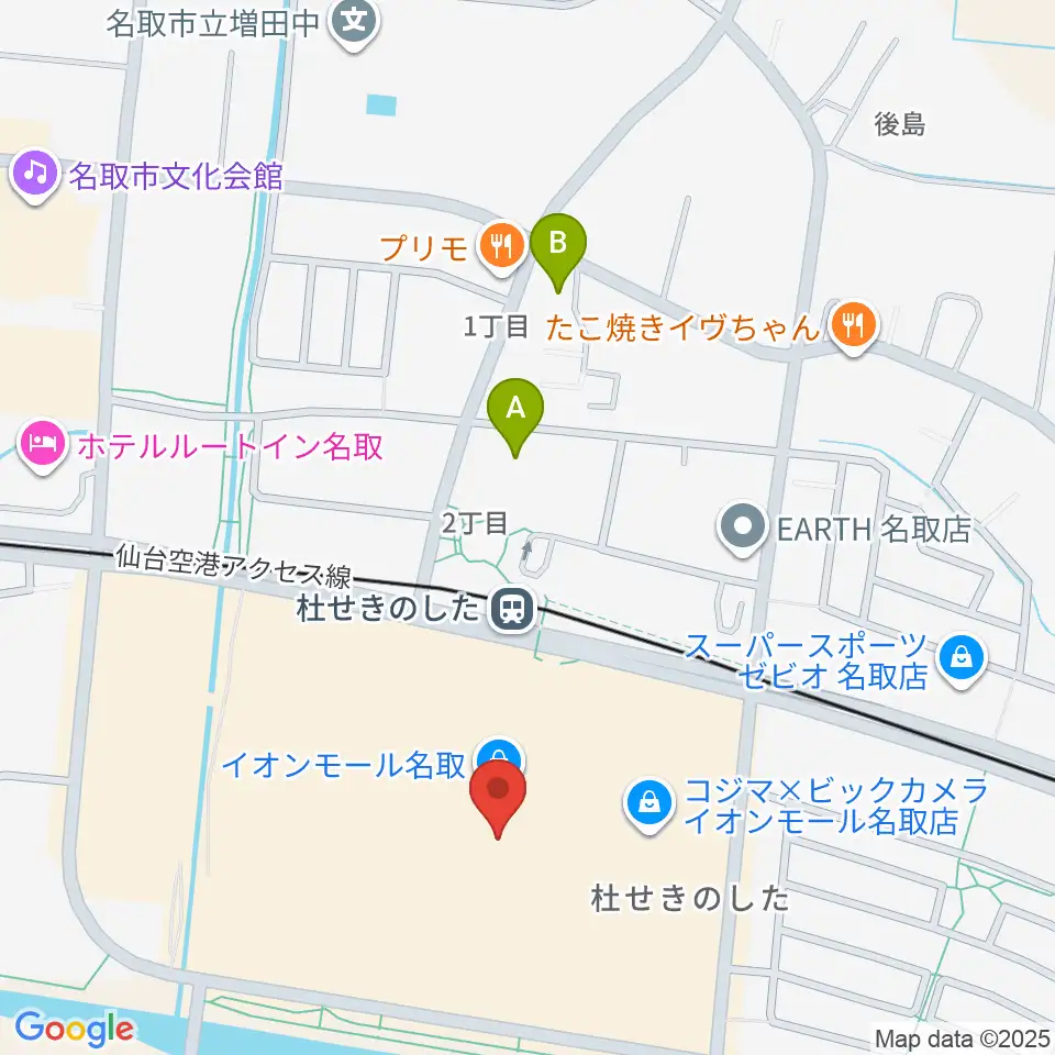 イオンシネマ名取周辺のコンビニエンスストア一覧地図