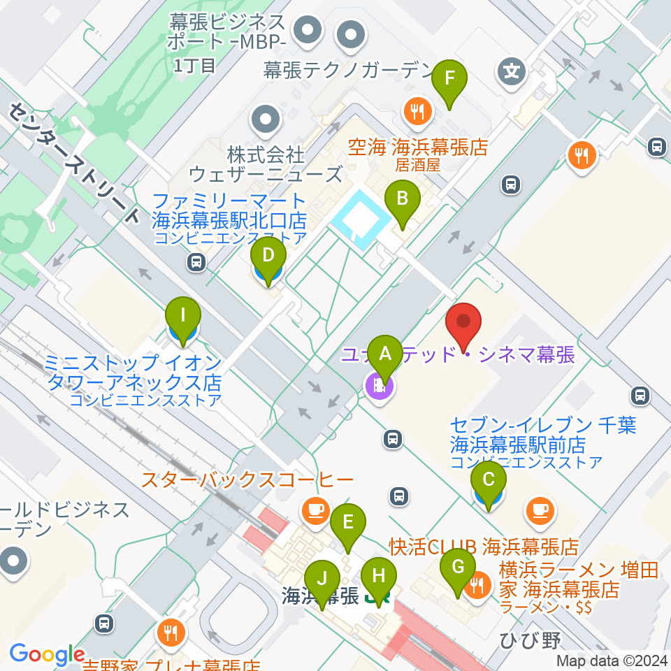 ユナイテッド・シネマ幕張周辺のコンビニエンスストア一覧地図
