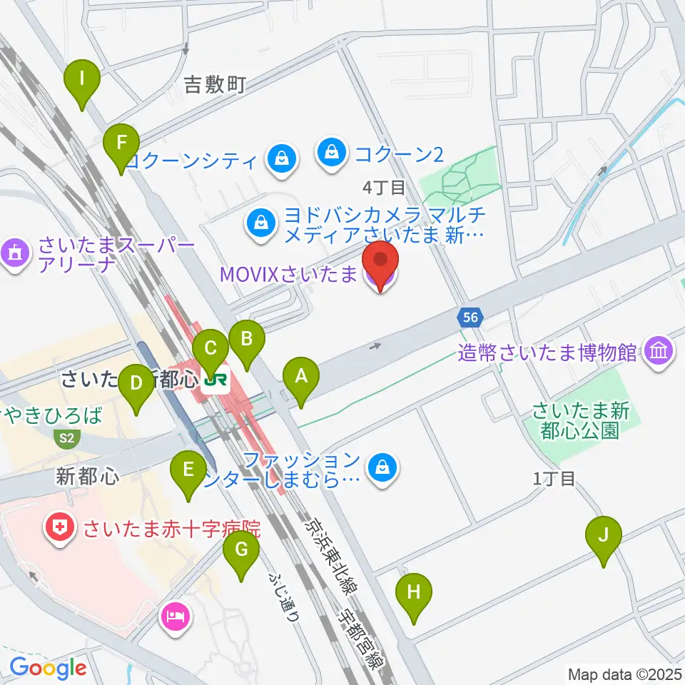 MOVIXさいたま周辺のコンビニエンスストア一覧地図