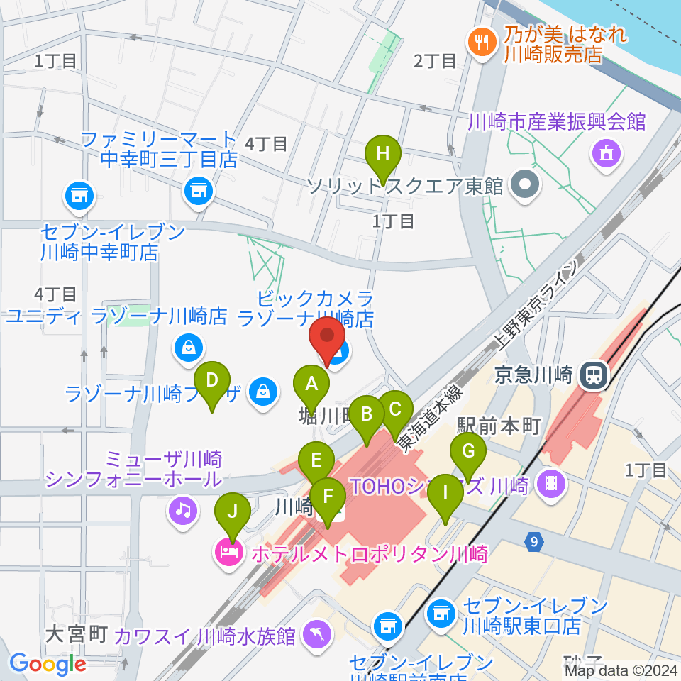 109シネマズ川崎周辺のコンビニエンスストア一覧地図