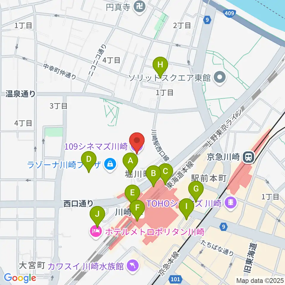 109シネマズ川崎周辺のコンビニエンスストア一覧地図