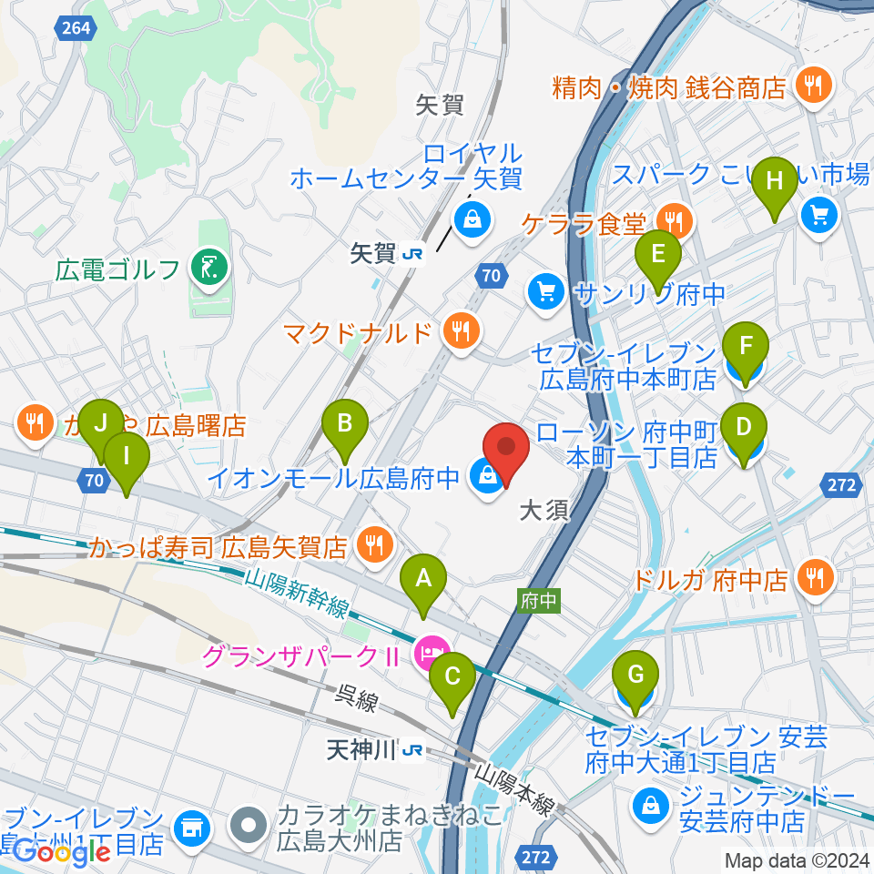 広島バルト11周辺のコンビニエンスストア一覧地図