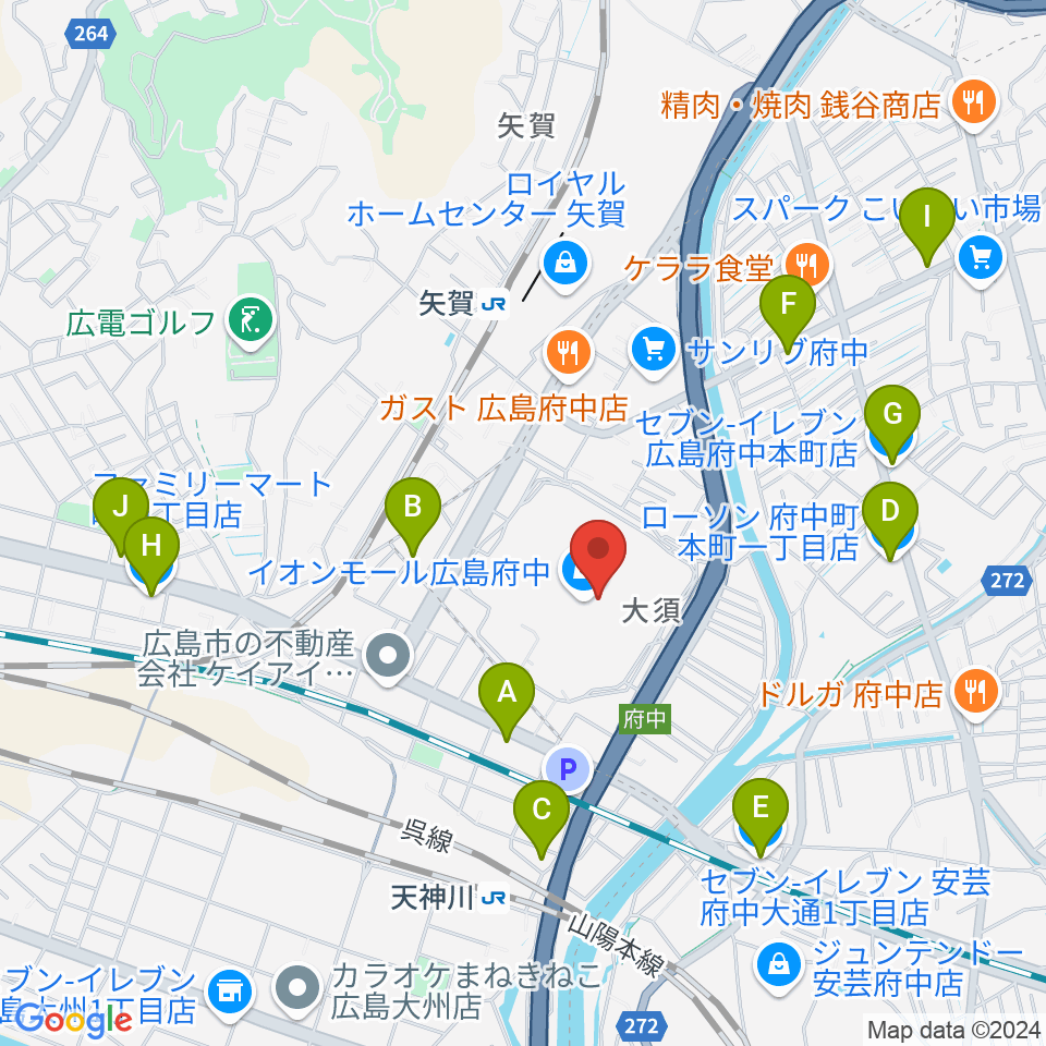 広島バルト11周辺のコンビニエンスストア一覧地図