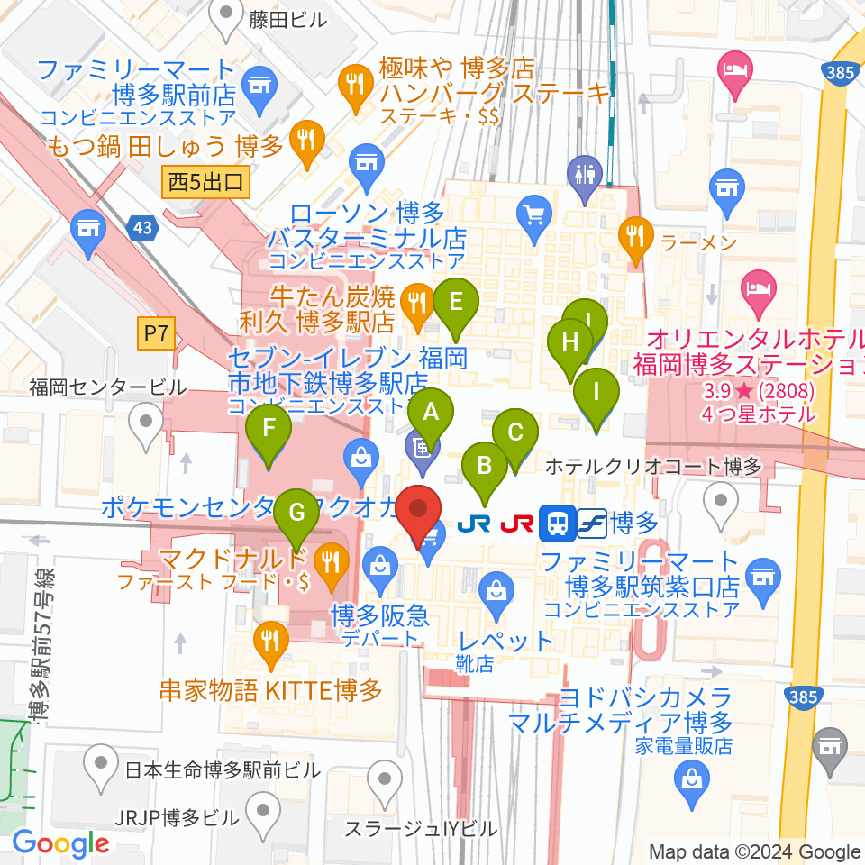 T・ジョイ博多周辺のコンビニエンスストア一覧地図