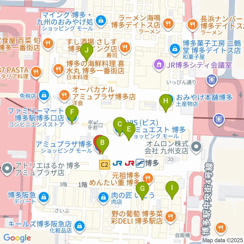 T・ジョイ博多周辺のコンビニエンスストア一覧地図