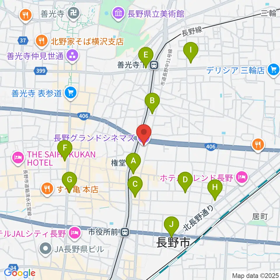長野グランドシネマズ周辺のコンビニエンスストア一覧地図
