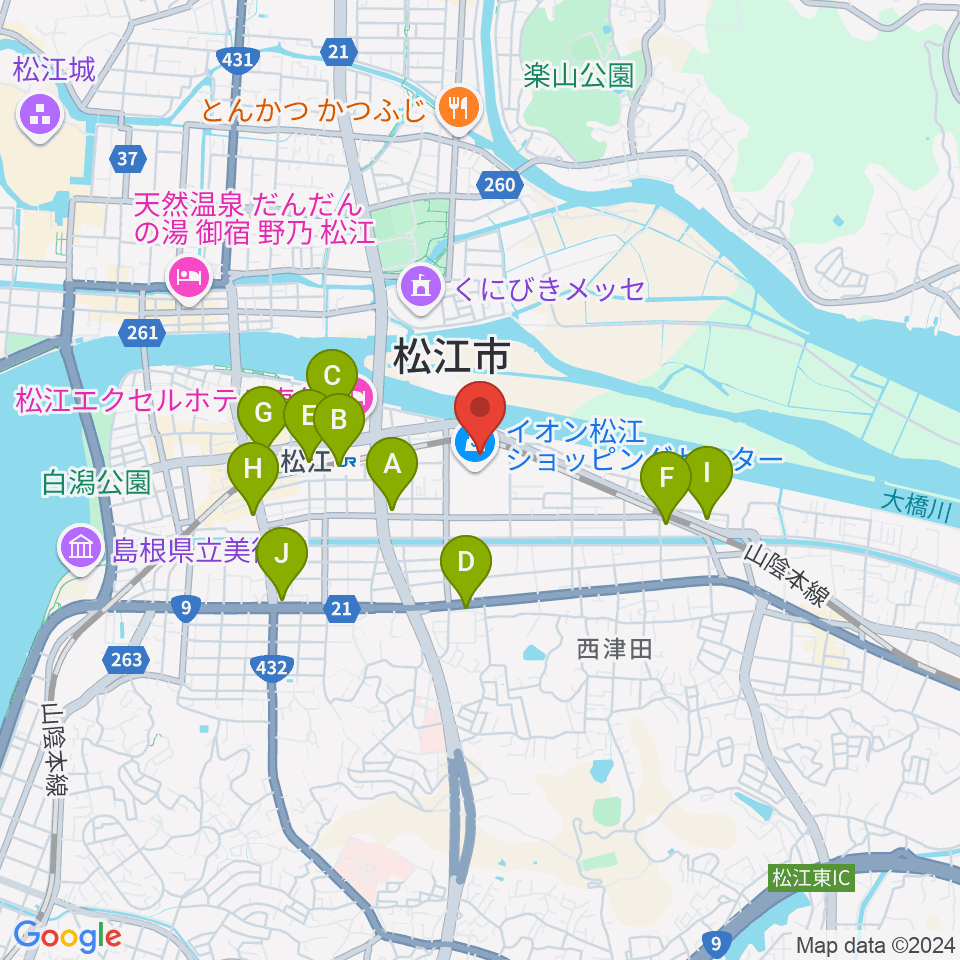 松江東宝5周辺のコンビニエンスストア一覧地図