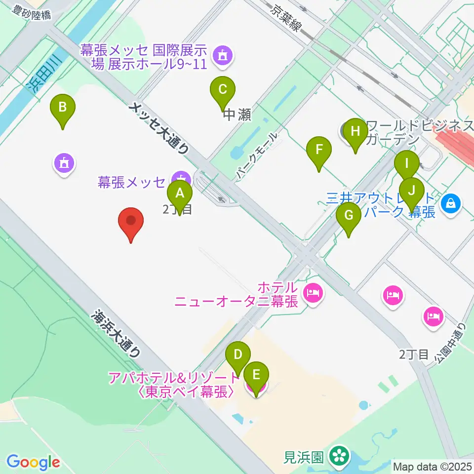 幕張メッセ 国際展示場1-8ホール周辺のコンビニエンスストア一覧地図