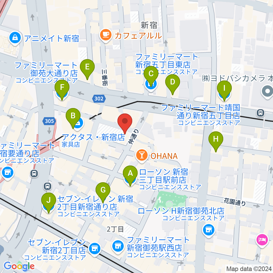 シャンソンの店Kuwa周辺のコンビニエンスストア一覧地図