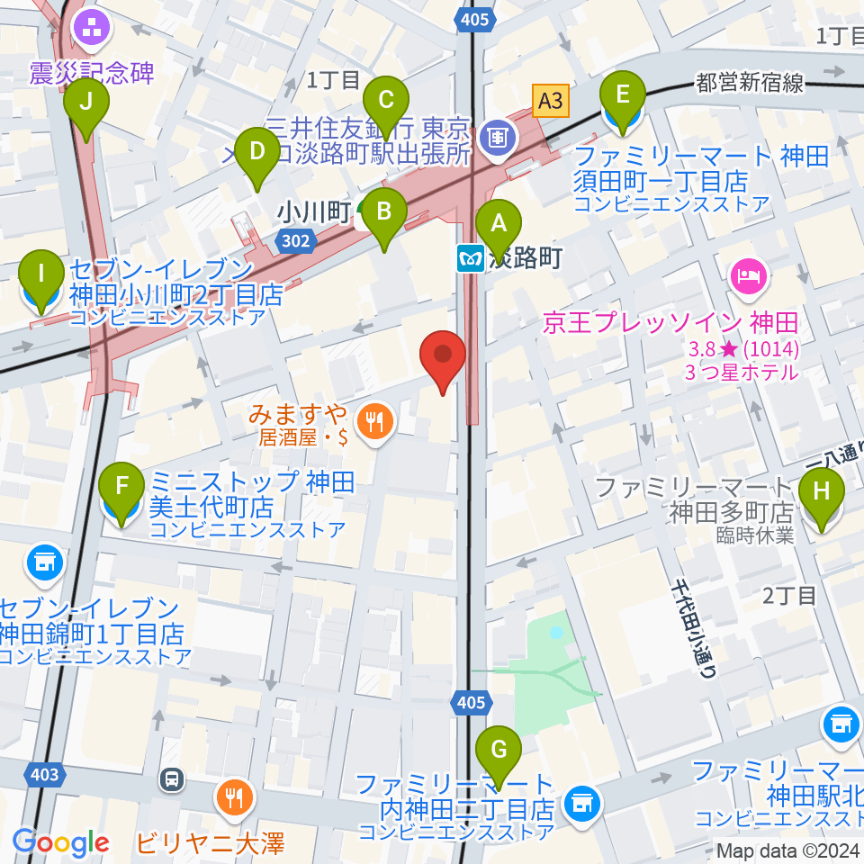 スタジオBPM周辺のコンビニエンスストア一覧地図