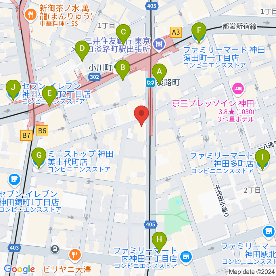 スタジオBPM周辺のコンビニエンスストア一覧地図