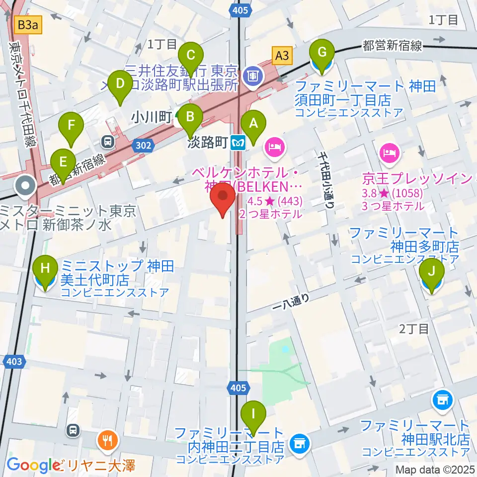 スタジオBPM周辺のコンビニエンスストア一覧地図