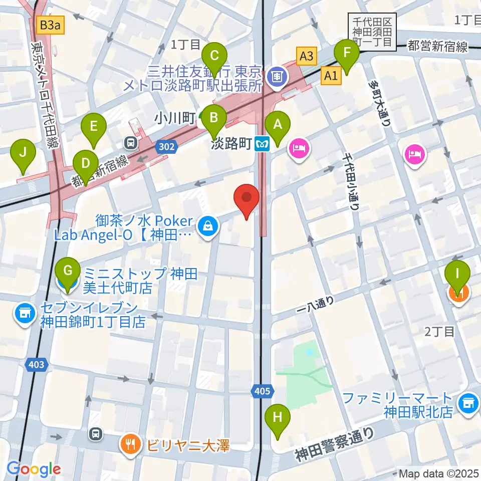 スタジオBPM周辺のコンビニエンスストア一覧地図