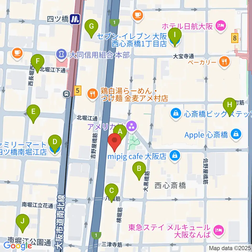 アメリカ村BEYOND周辺のコンビニエンスストア一覧地図