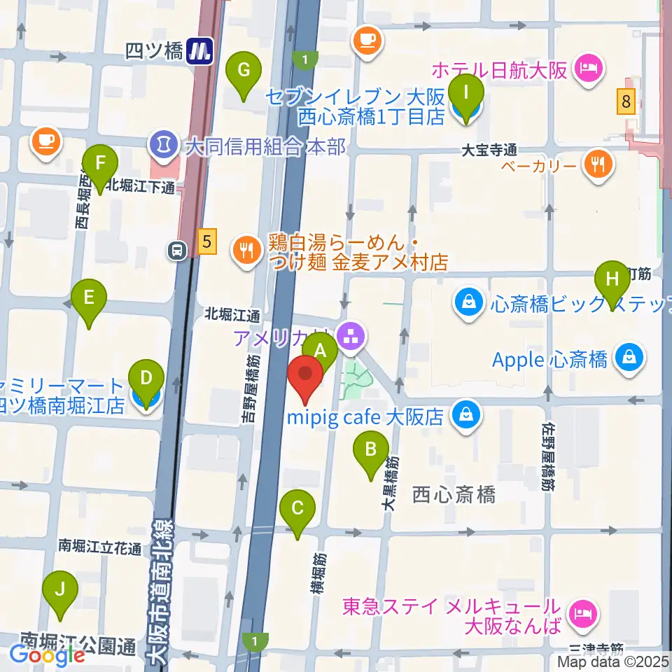 アメリカ村BEYOND周辺のコンビニエンスストア一覧地図