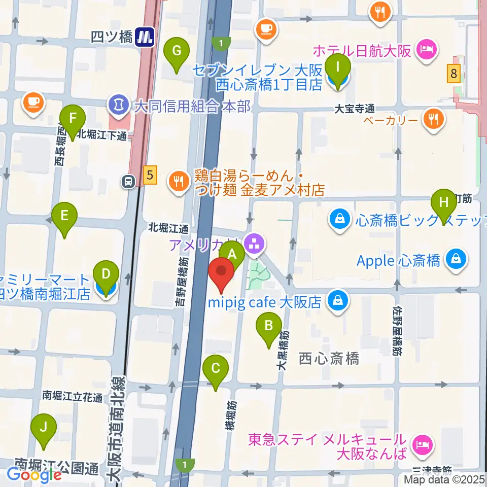 アメリカ村BEYOND周辺のコンビニエンスストア一覧地図