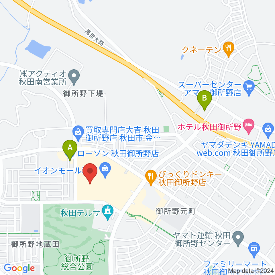 TOHOシネマズ秋田周辺のコンビニエンスストア一覧地図