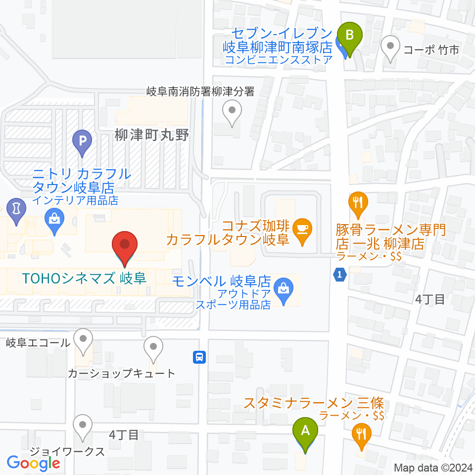 TOHOシネマズ岐阜周辺のコンビニエンスストア一覧地図