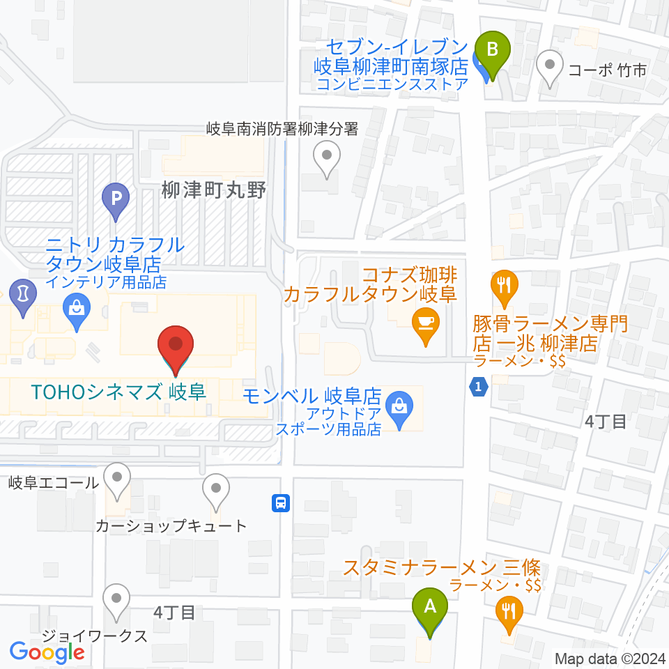 TOHOシネマズ岐阜周辺のコンビニエンスストア一覧地図