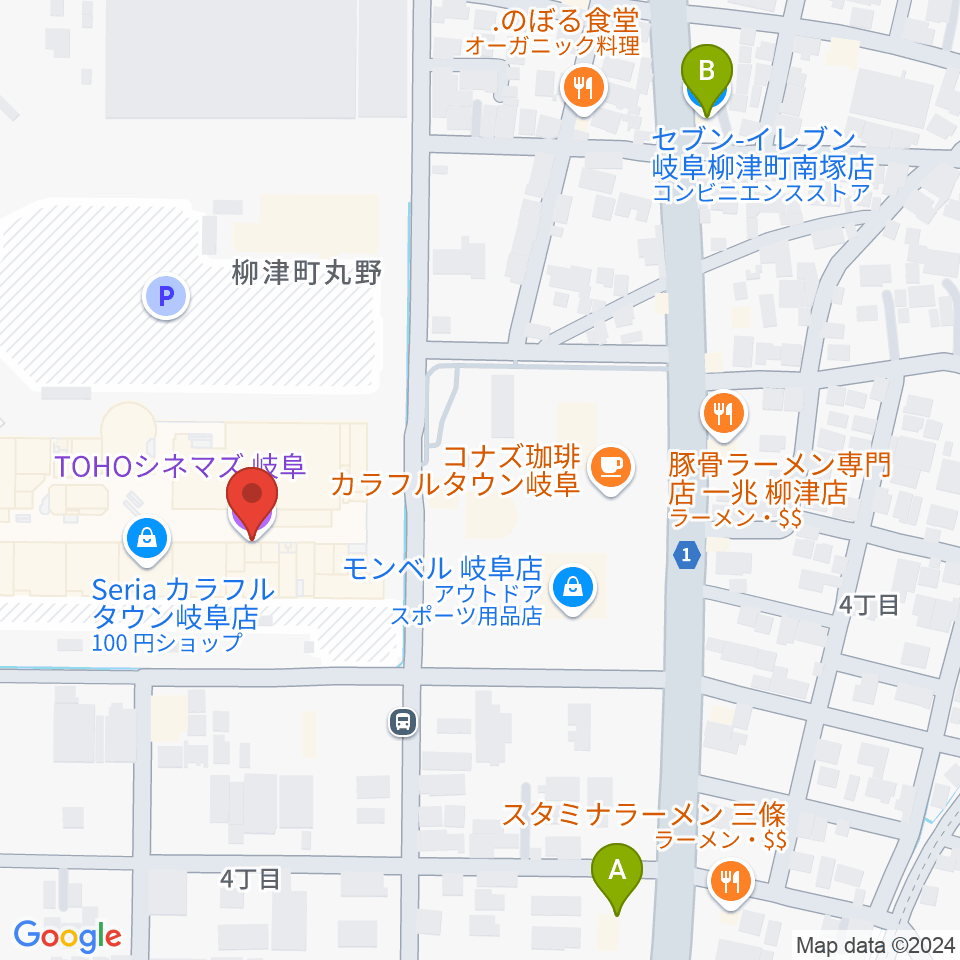 TOHOシネマズ岐阜周辺のコンビニエンスストア一覧地図