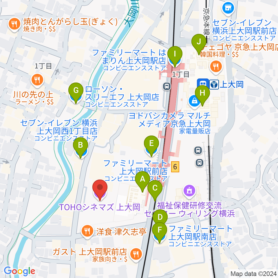 TOHOシネマズ上大岡周辺のコンビニエンスストア一覧地図