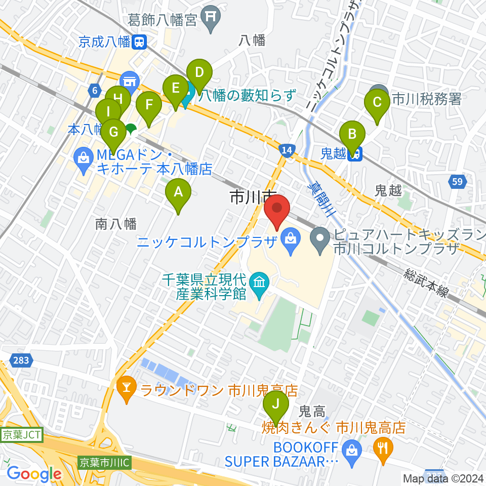 TOHOシネマズ市川コルトンプラザ周辺のコンビニエンスストア一覧地図