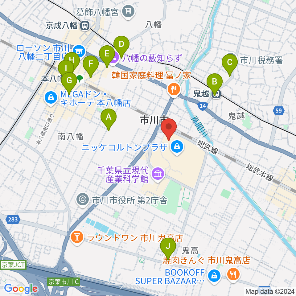 TOHOシネマズ市川コルトンプラザ周辺のコンビニエンスストア一覧地図