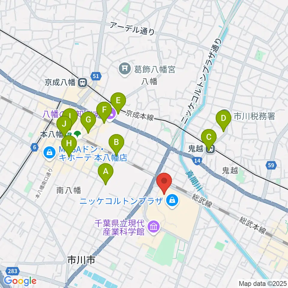 TOHOシネマズ市川コルトンプラザ周辺のコンビニエンスストア一覧地図
