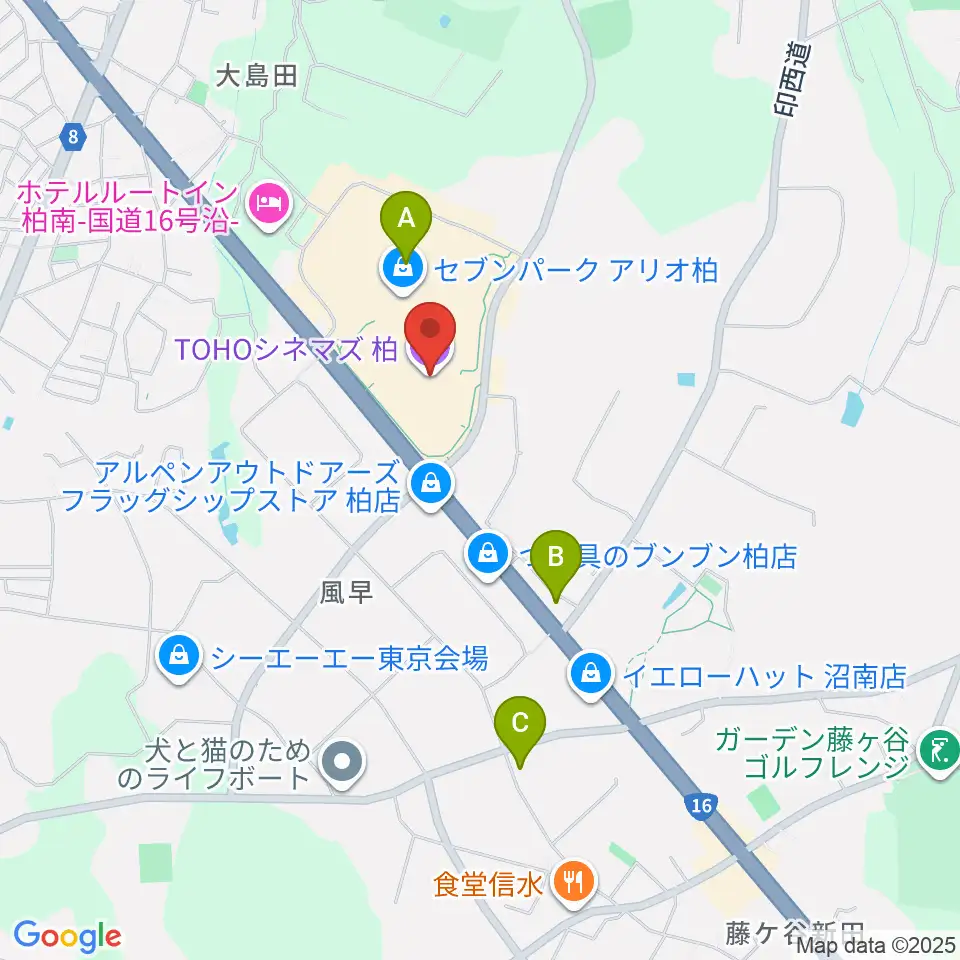 TOHOシネマズ柏周辺のコンビニエンスストア一覧地図