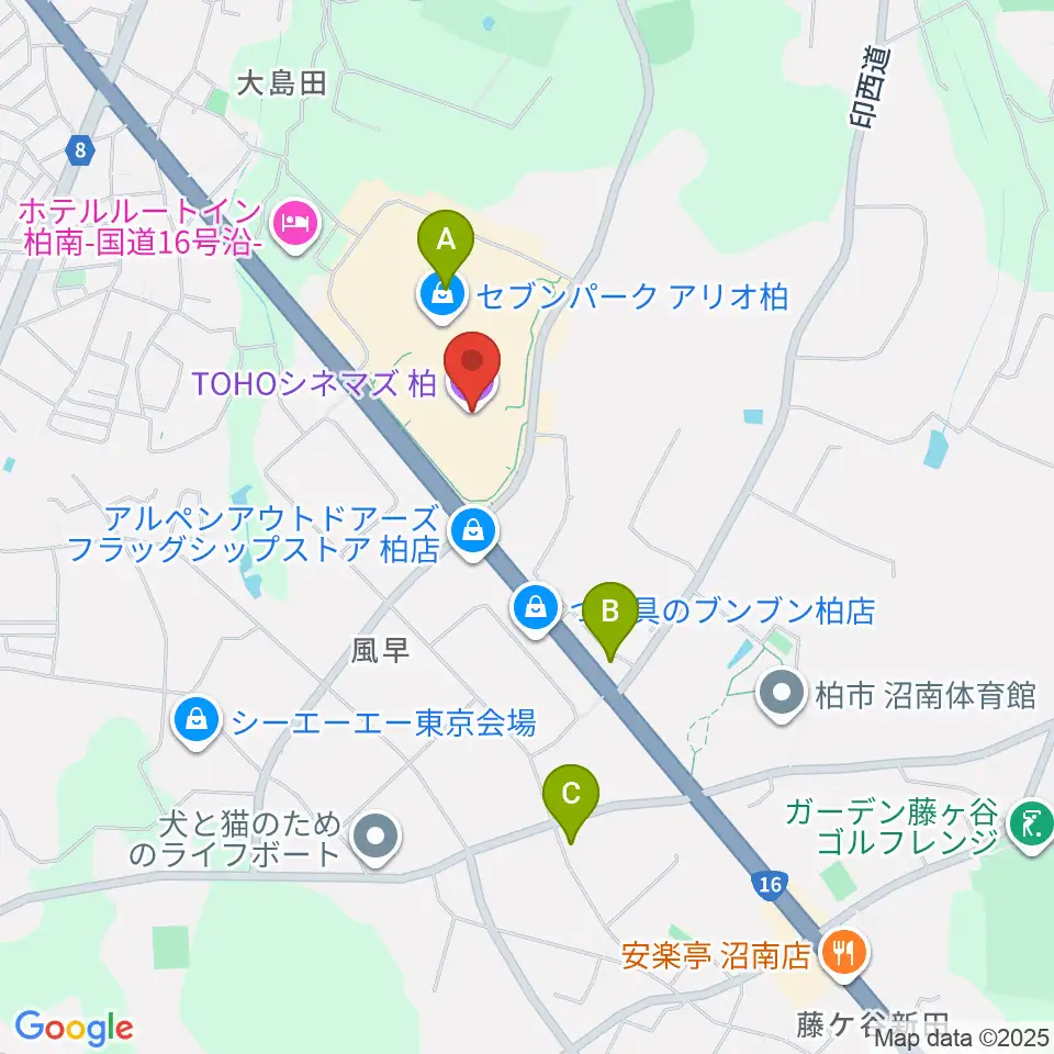 TOHOシネマズ柏周辺のコンビニエンスストア一覧地図