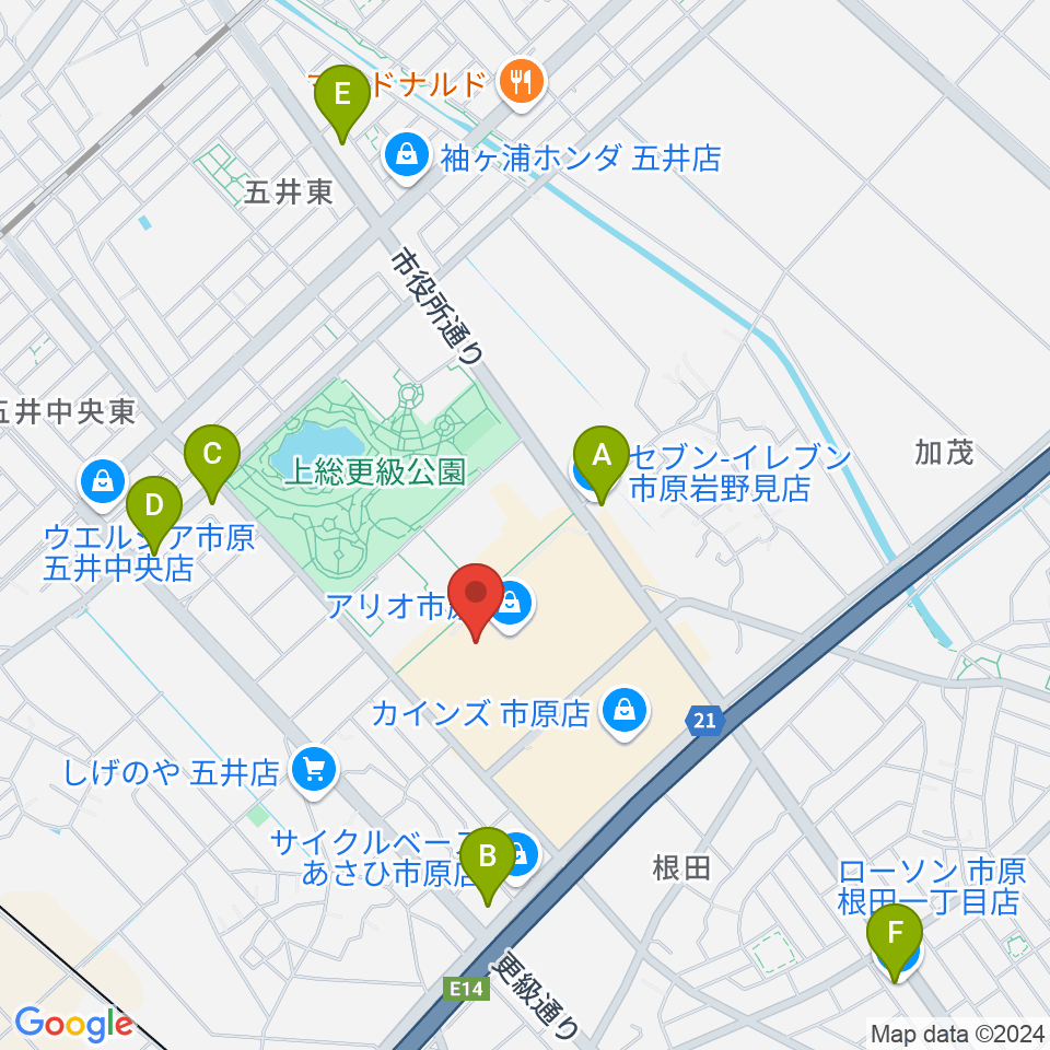 TOHOシネマズ市原周辺のコンビニエンスストア一覧地図