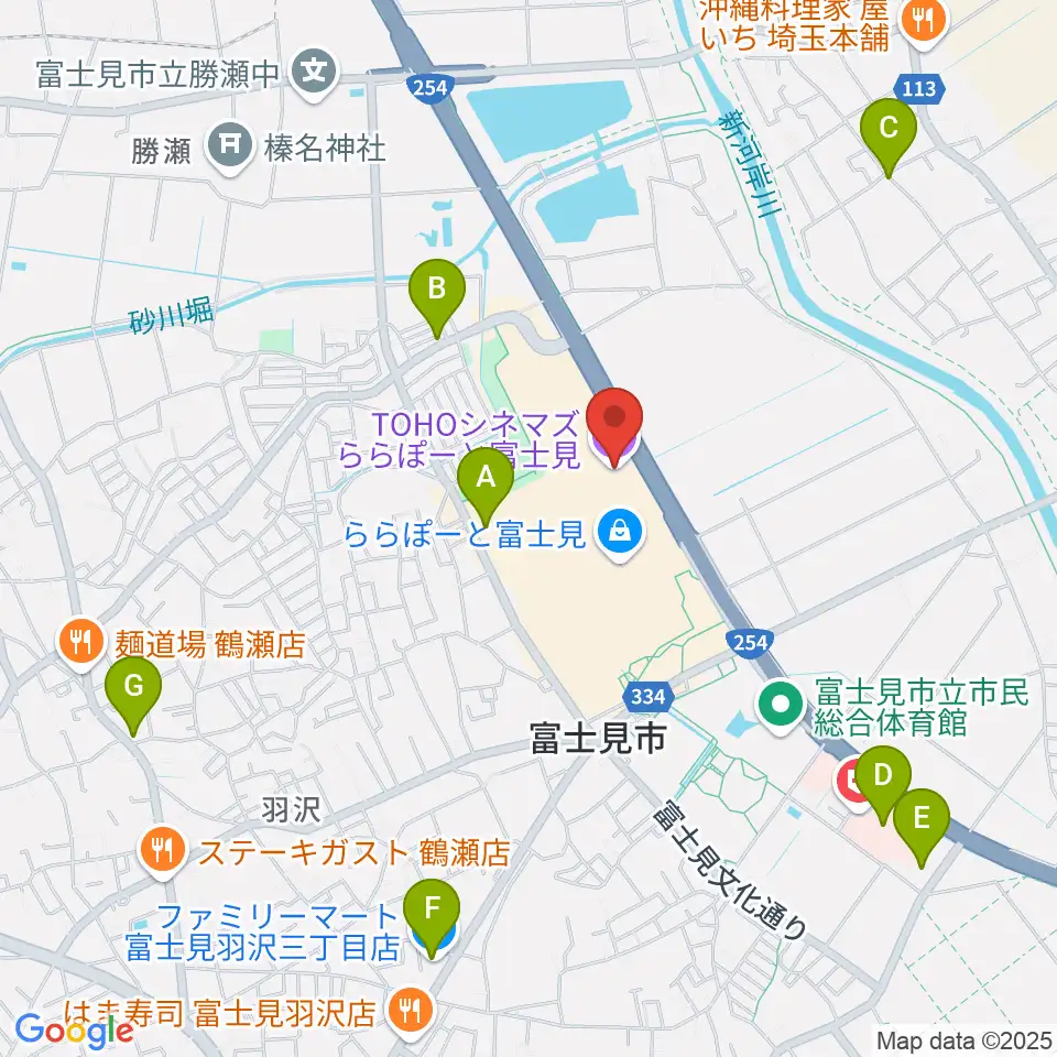 TOHOシネマズららぽーと富士見周辺のコンビニエンスストア一覧地図