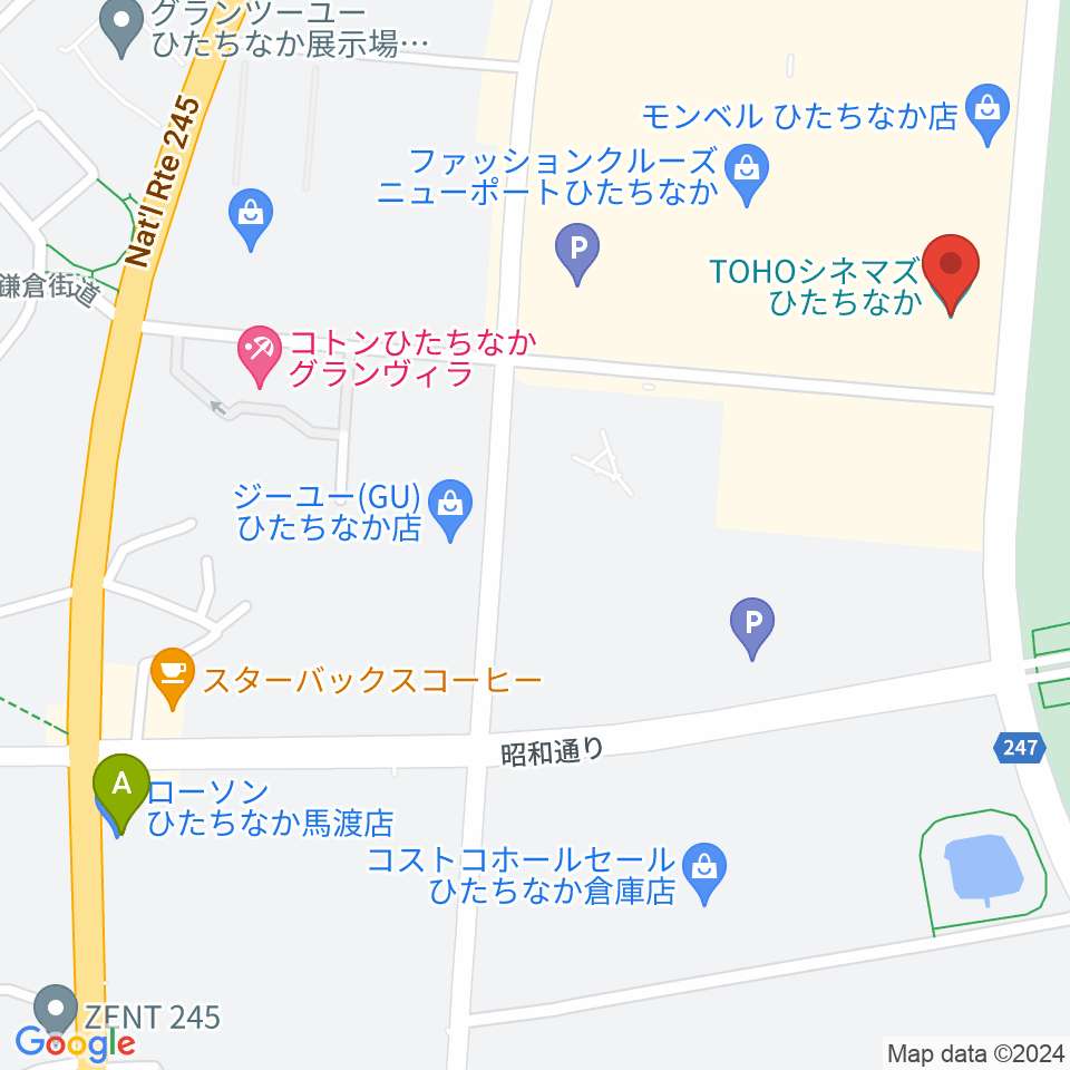 TOHOシネマズひたちなか周辺のコンビニエンスストア一覧地図