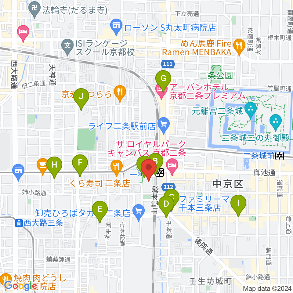 TOHOシネマズ二条周辺のコンビニエンスストア一覧地図