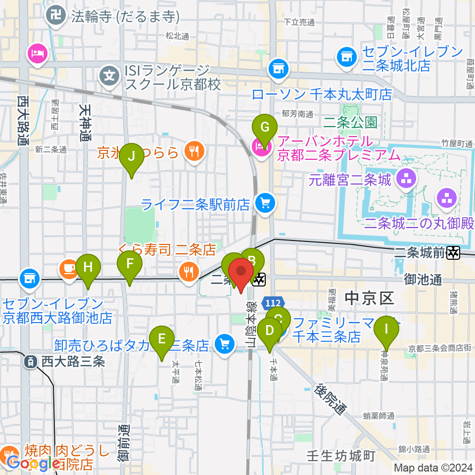 TOHOシネマズ二条周辺のコンビニエンスストア一覧地図