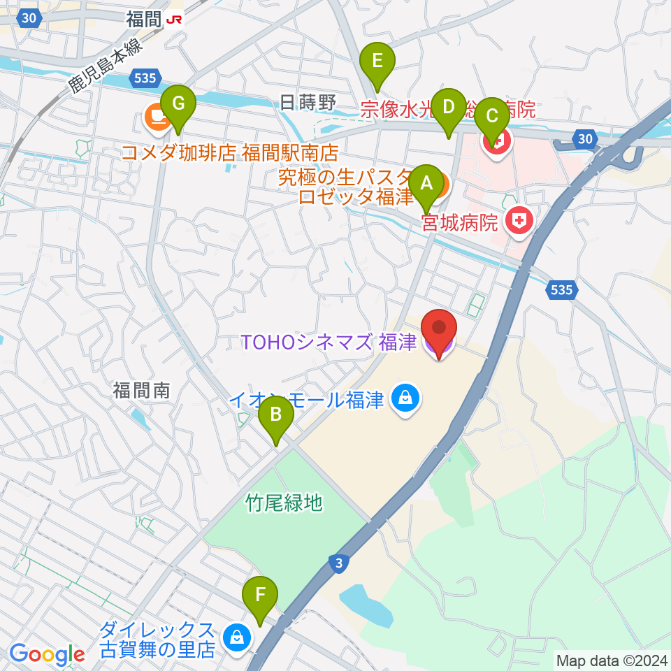 TOHOシネマズ福津周辺のコンビニエンスストア一覧地図