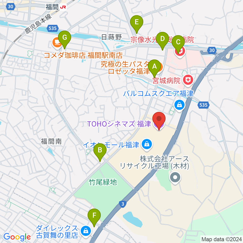 TOHOシネマズ福津周辺のコンビニエンスストア一覧地図