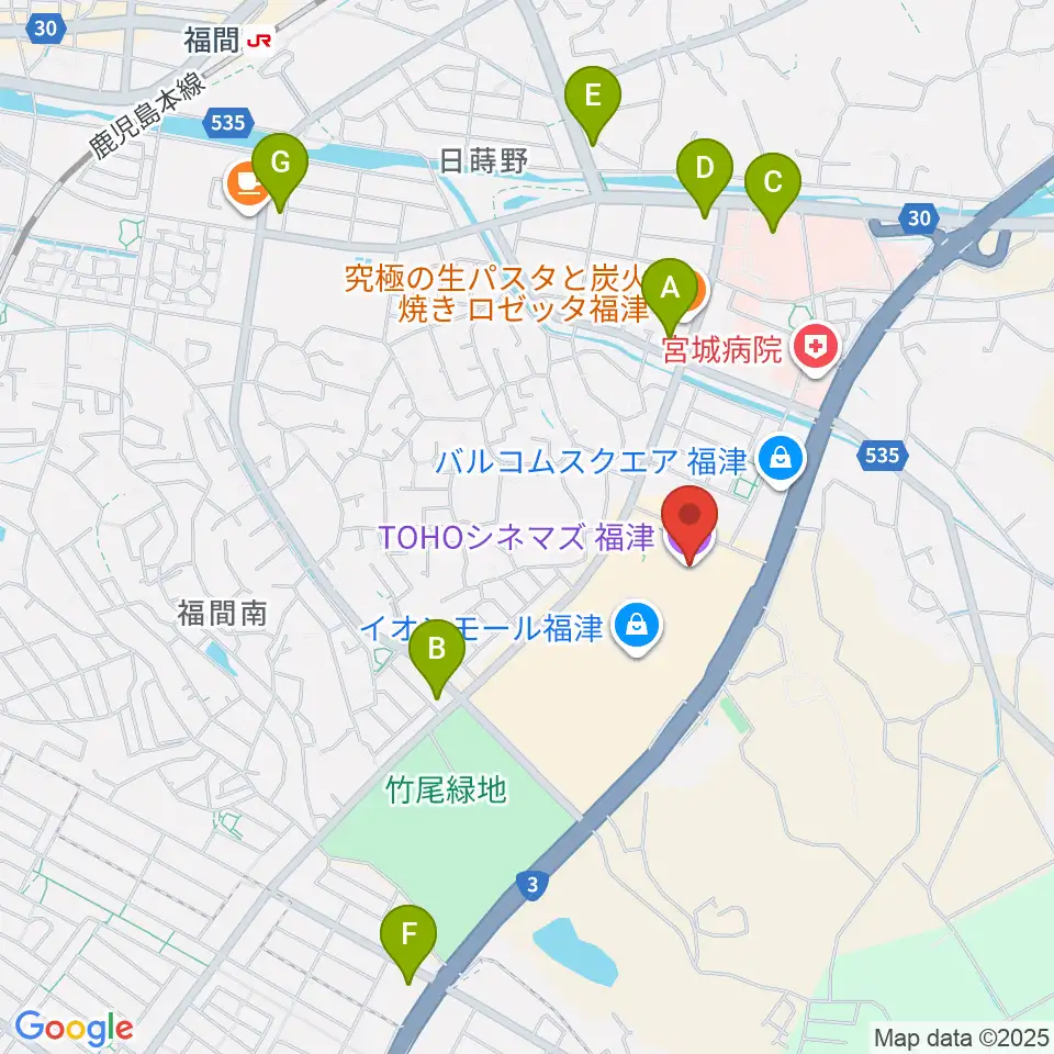 TOHOシネマズ福津周辺のコンビニエンスストア一覧地図